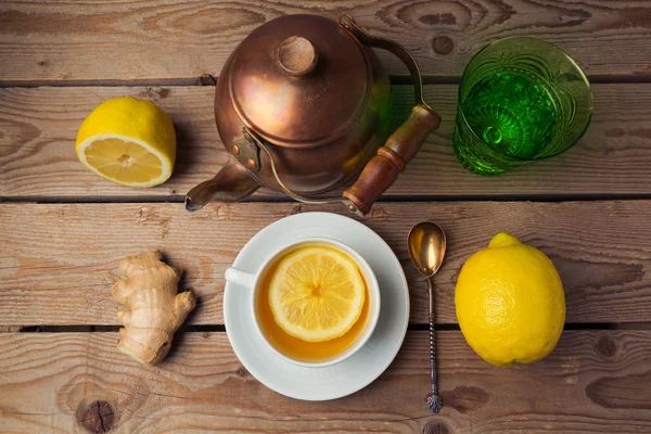 Tekopp med ingefära och citron — Stockfoto