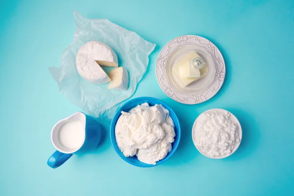 牛奶、 奶酪和黄油 — 图库照片