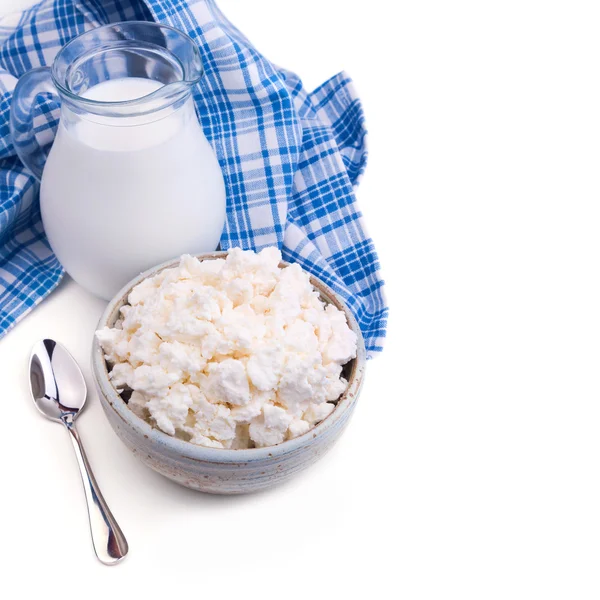 Milk and cottage cheese — Stock Photo, Image