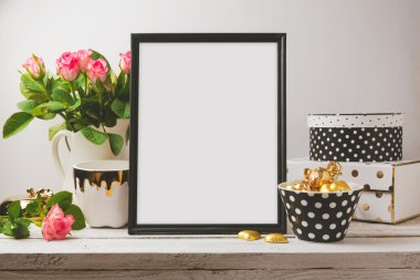 Poster mock up with glamour objects