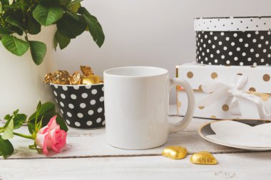 cup mock up with glamour feminine objects