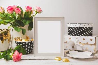 frame with glamour feminine objects