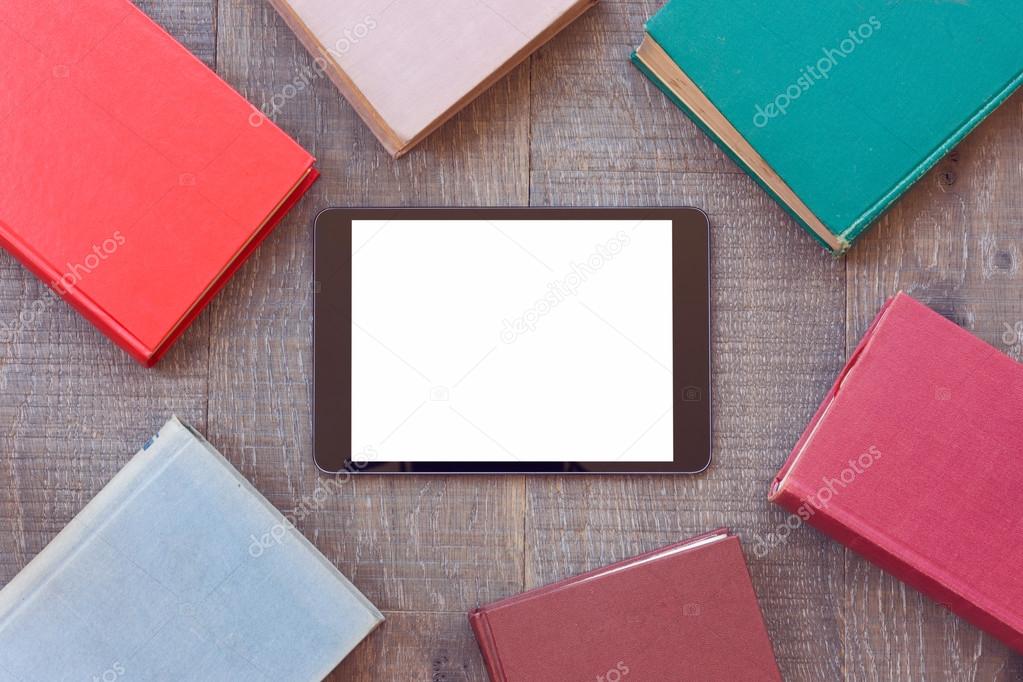 tablet mock up template with books