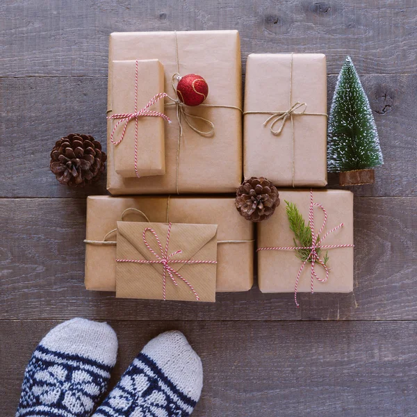 Vánoční ručně vyráběné dárky — Stock fotografie