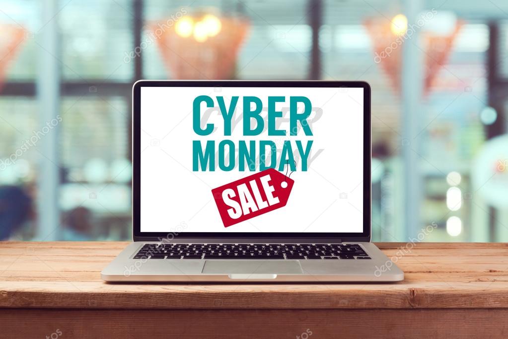 Cyber Monday sign on laptop computer