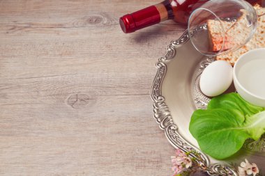 Fısıh arka plan seder tabağı ile