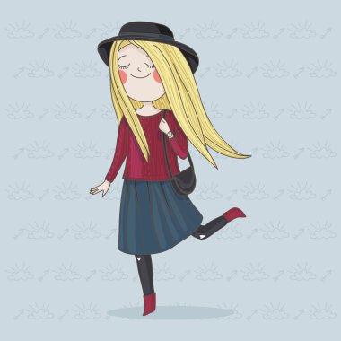 Elle çizilmiş sevimli kız