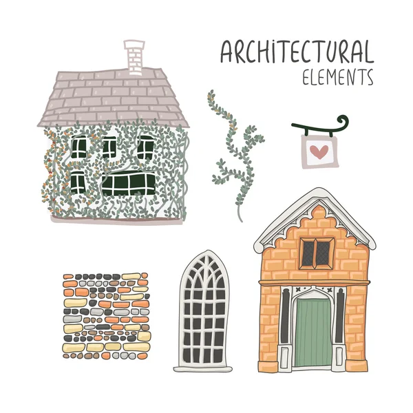Cute architectural elements — Stock Vector