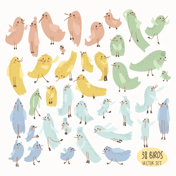 Ensemble d'oiseaux mignons . — Image vectorielle