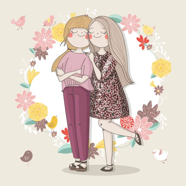 ᐈ Cartoon Of Best Friends Stock Pictures Royalty Free Girls Best Friend Animated Download On Depositphotos