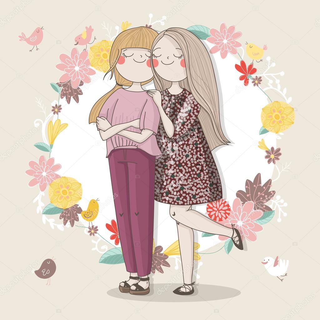 Cute girls. Sister is the best friend. Stock Illustration by ...