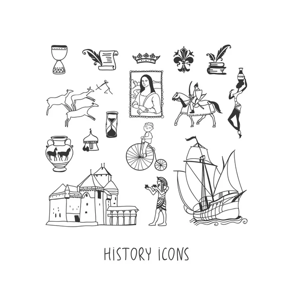 Geschiedenis icons set — Stockvector