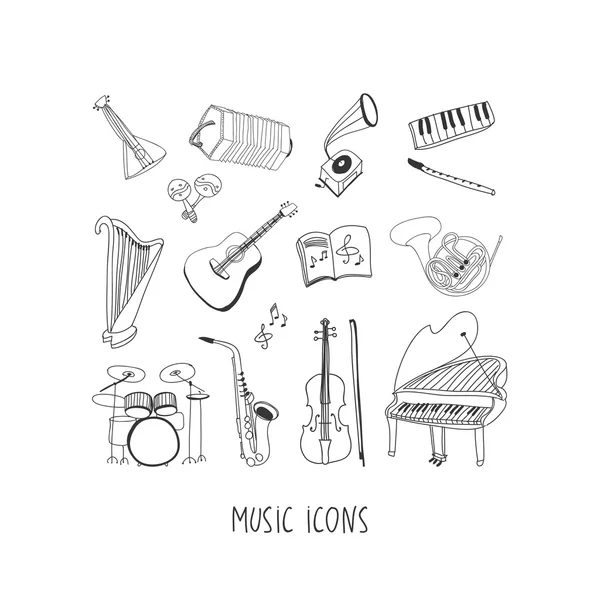 Muziek iconen set — Stockvector