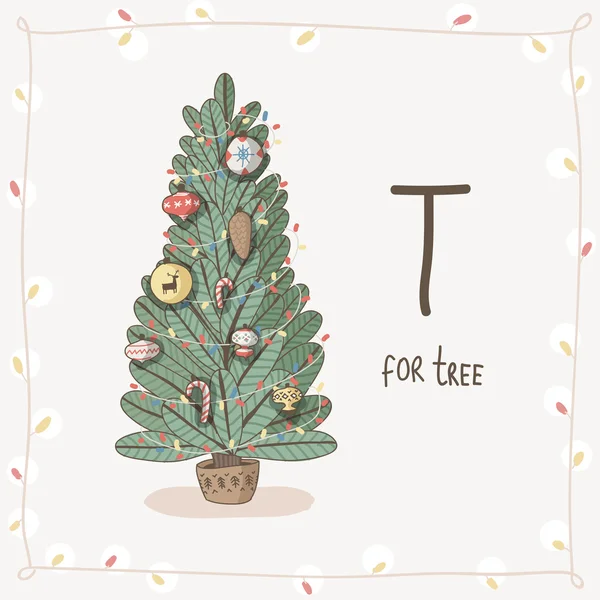 Lettre T de l'Alphabet Noël — Image vectorielle