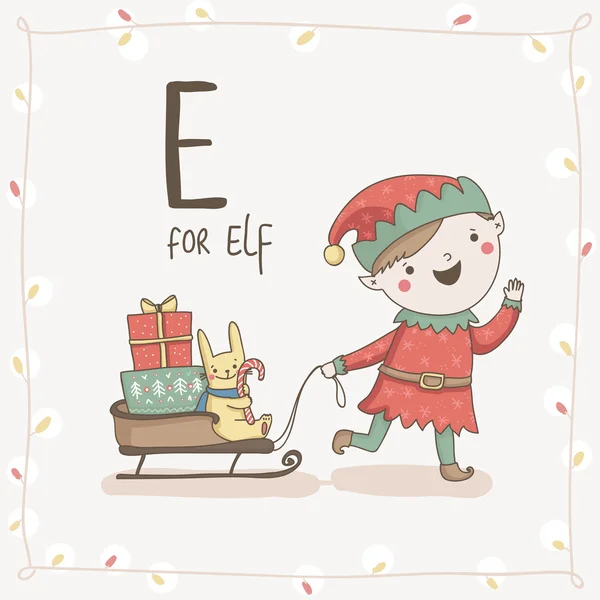 Letter E of Alphabet Christmas — Stock Vector