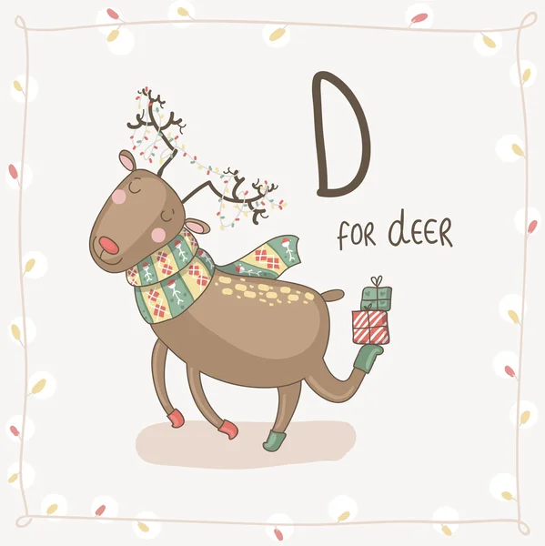 Letter D of Alphabet Christmas — Stock Vector