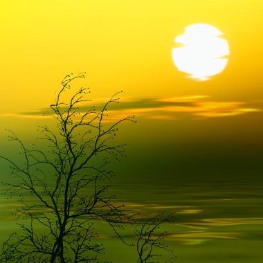 Güzel deniz manzarası illüstrasyon