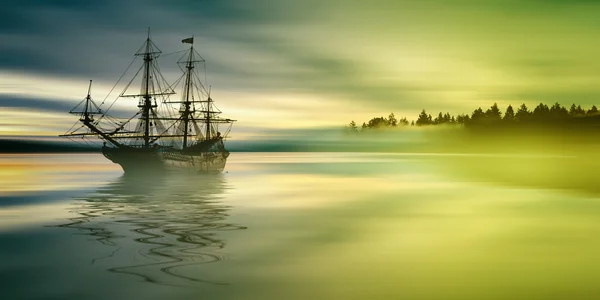 Einzelnes Segelboot gegen — Stockfoto