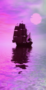 Yelkenli günbatımı manzara karşı