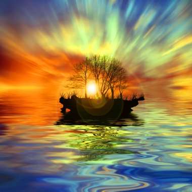 renkli gün batımından manzara