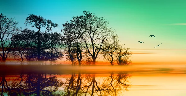 Kleurrijke zonsondergang landschap — Stockfoto