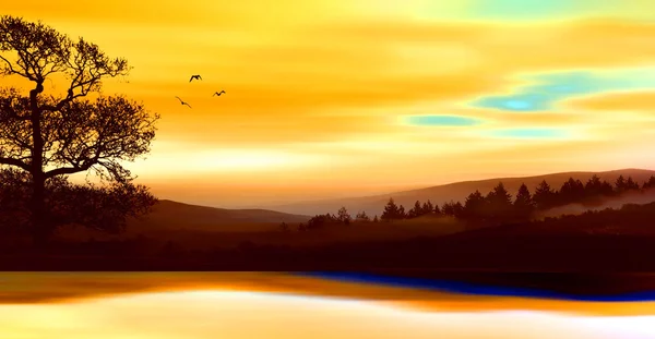 Красочный пейзаж заката — стоковое фото