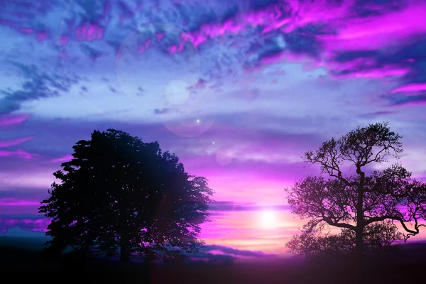 Paysage de coucher de soleil coloré — Photo