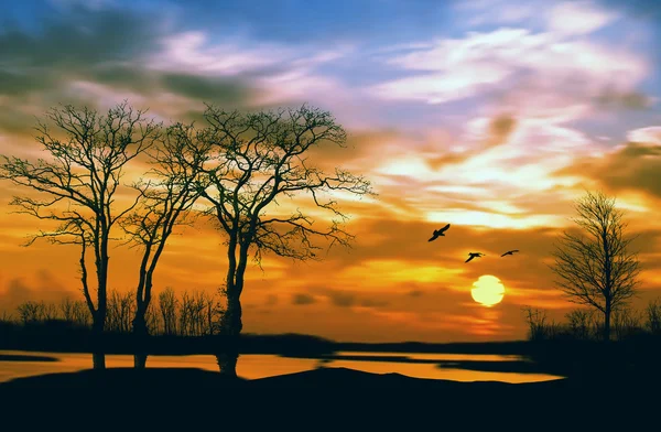 Живописный пейзаж заката — стоковое фото