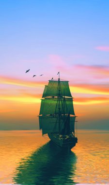 güzel bir manzara karşı yelkenli