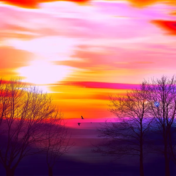 Живописный пейзаж заката — стоковое фото