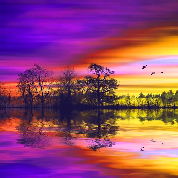 Malerische Landschaft bei Sonnenuntergang — Stockfoto