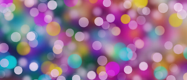 Colorful bokeh lights. Bokeh lights background. Holiday card background.