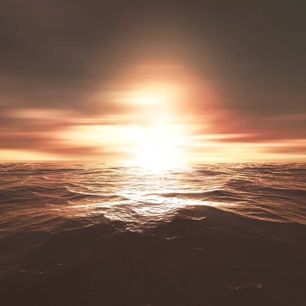 Ilustrace Moře Západ Slunce Před Bouří — Stock fotografie