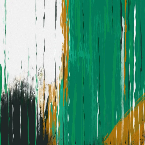 Abstrakt Grön Och Vit Med Gula Vertikala Penseldrag Stil Med — Stockfoto