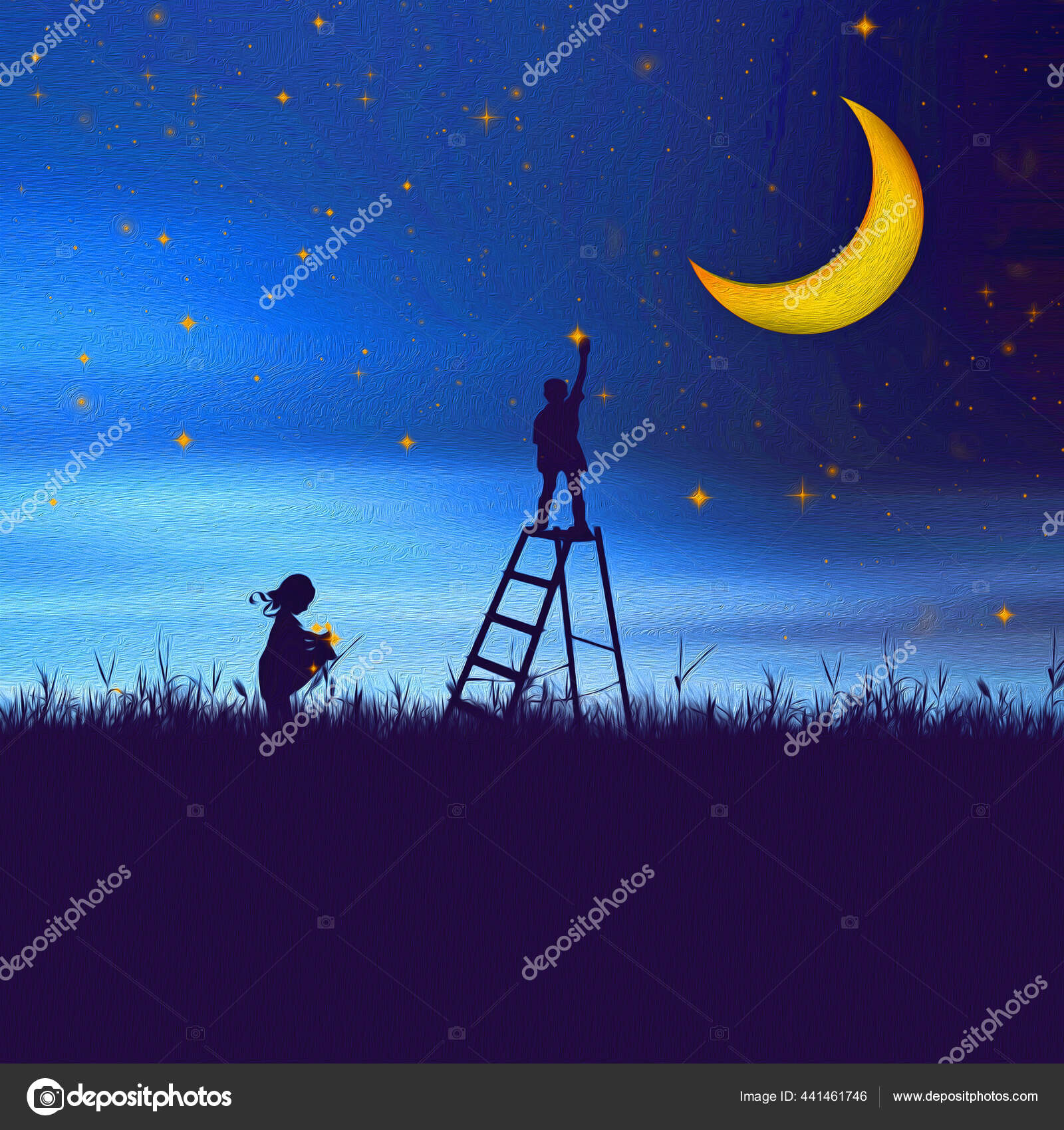 3dイラスト 少年は星を集めて空から取り出す 油絵の模倣 ストック写真 C Jeneva86 3dイラスト 少年は星を集めて空から取り出す 油絵の模倣 ストック写真 C Jeneva86
