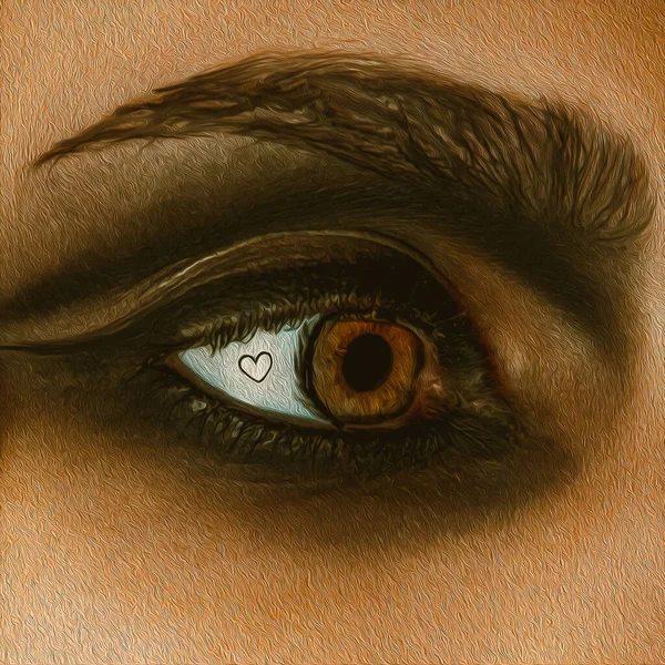 Vampire Gaze Imitation Oil Painting Illustration — Stock Photo, Image