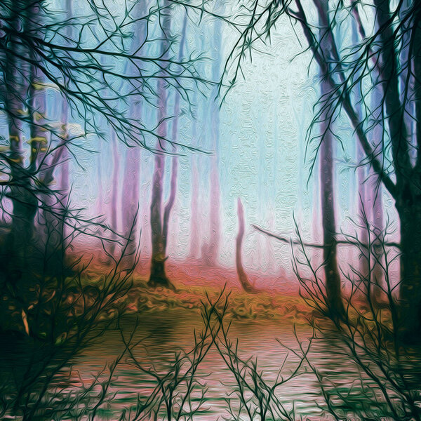 Forest haze. Imitation of oil painting.