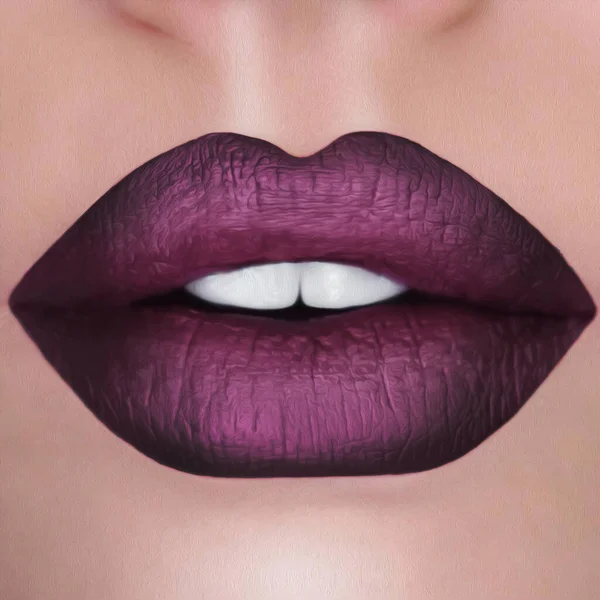 Marsala Farbe Lippenstift Imitation Von Ölgemälden Illustration — Stockfoto