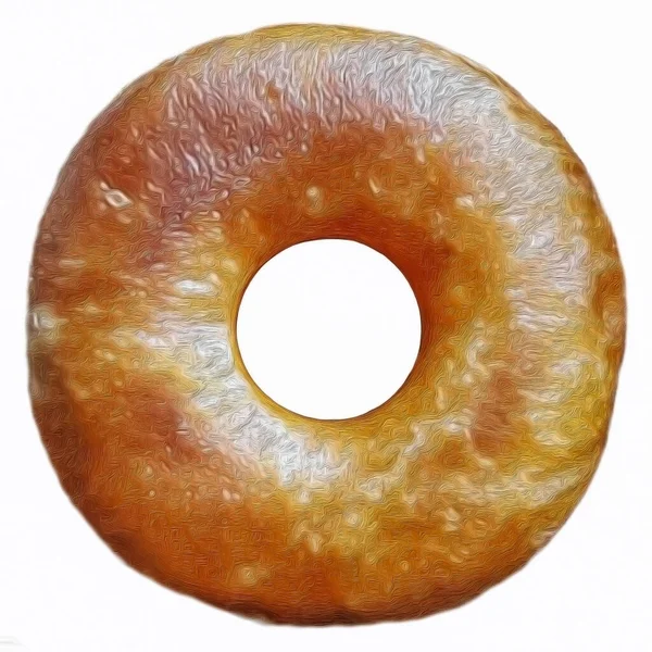 Donut Bakad Smör Isolerad Vit Bakgrund Oljemålning Imitation Illustration — Stockfoto