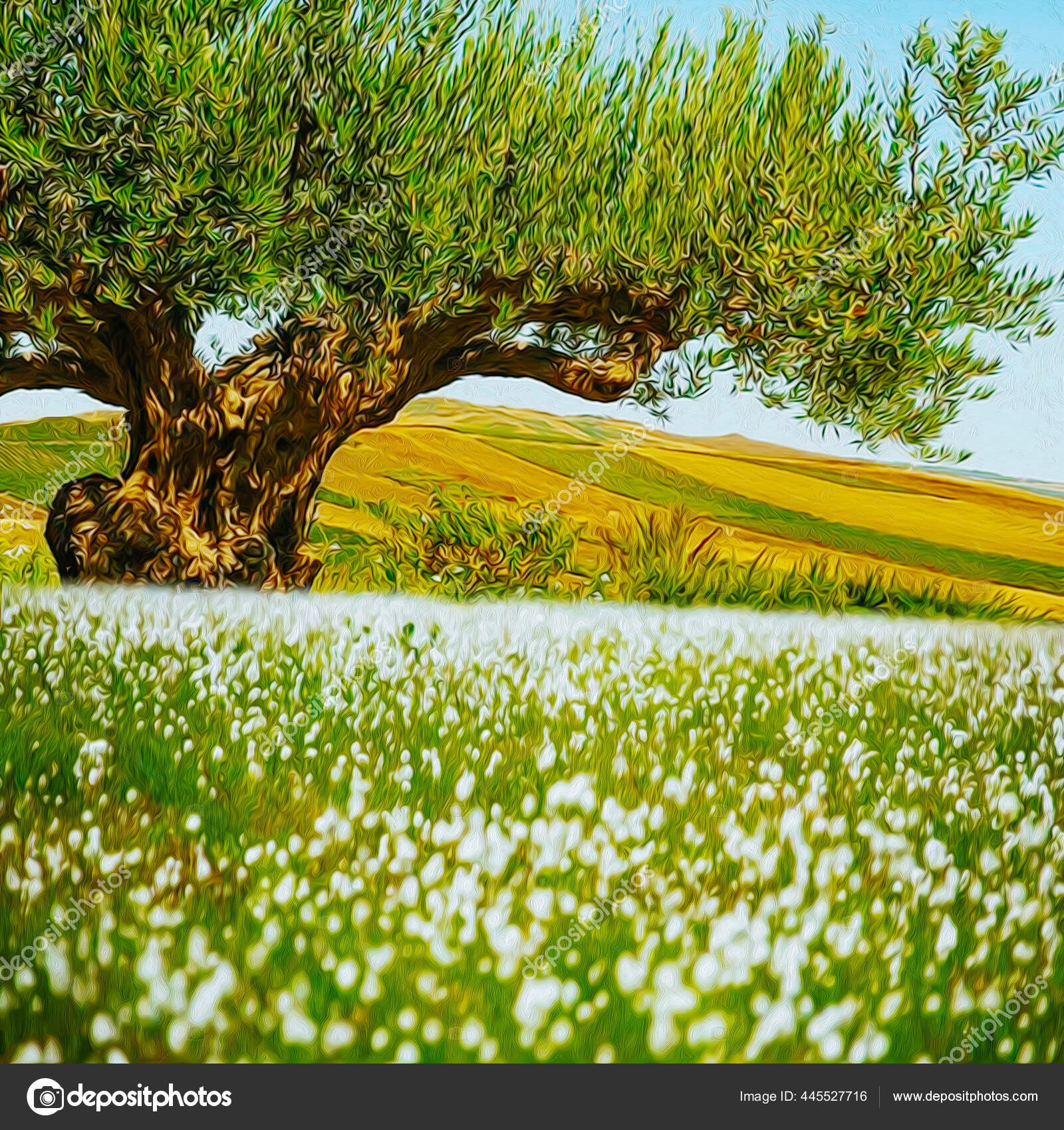 フィールドの背景に古いオリーブの木の美しい風景 油絵の模倣 3dイラスト ストック写真 C Jeneva86 フィールドの背景に古いオリーブの木の美しい風景 油絵の模倣 3dイラスト ストック写真 C Jeneva86
