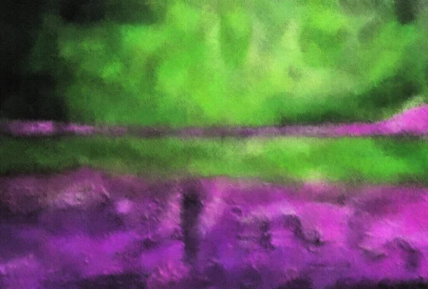 Impressionisme Groen Violette Kleur Olieverf Imitatie Illustratie — Stockfoto