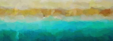  Sarı turkuaz tonda soyutlama. Yağlı boya taklidi. 3B illüstrasyon. 