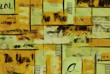 Sarı tonda geometrik soyutlama. Tuval üzerine yağ.