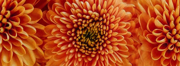 Background Orange Chrysanthemums Oil Painting Imitation Illustration — Stock Photo, Image