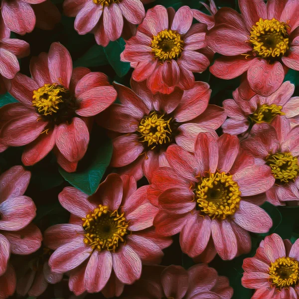 Osteospermum Berasal Dari Afrika Peniruan Lukisan Minyak Ilustrasi — Stok Foto