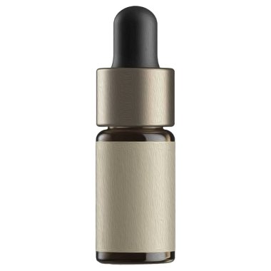 Pipet ve etiketli kozmetik kavanozu. Yağlı boya taklidi. 3B illüstrasyon.