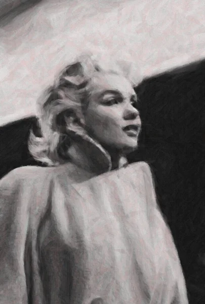 Met Marilyn Monroe Portret Pastel Acryl Grafiet Stof — Stockfoto