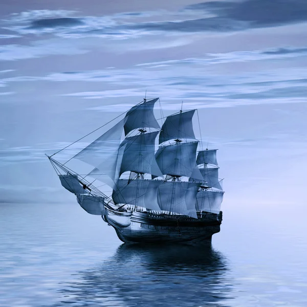 帆船反对亮丽的风景线 — 图库照片
