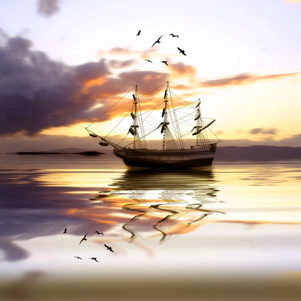 Segelbåt på vatten — Stockfoto