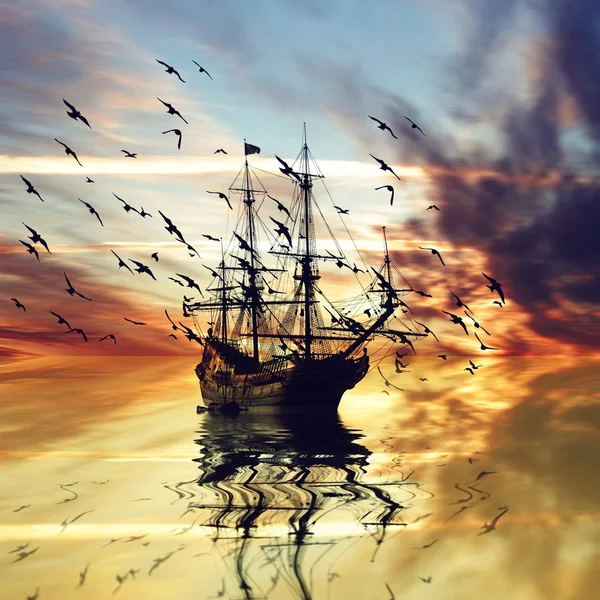 Sailboat during sunrise — Stock Photo, Image